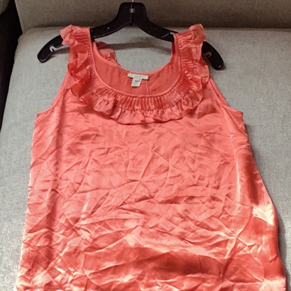 Coral Ruffle Sleeveless Top